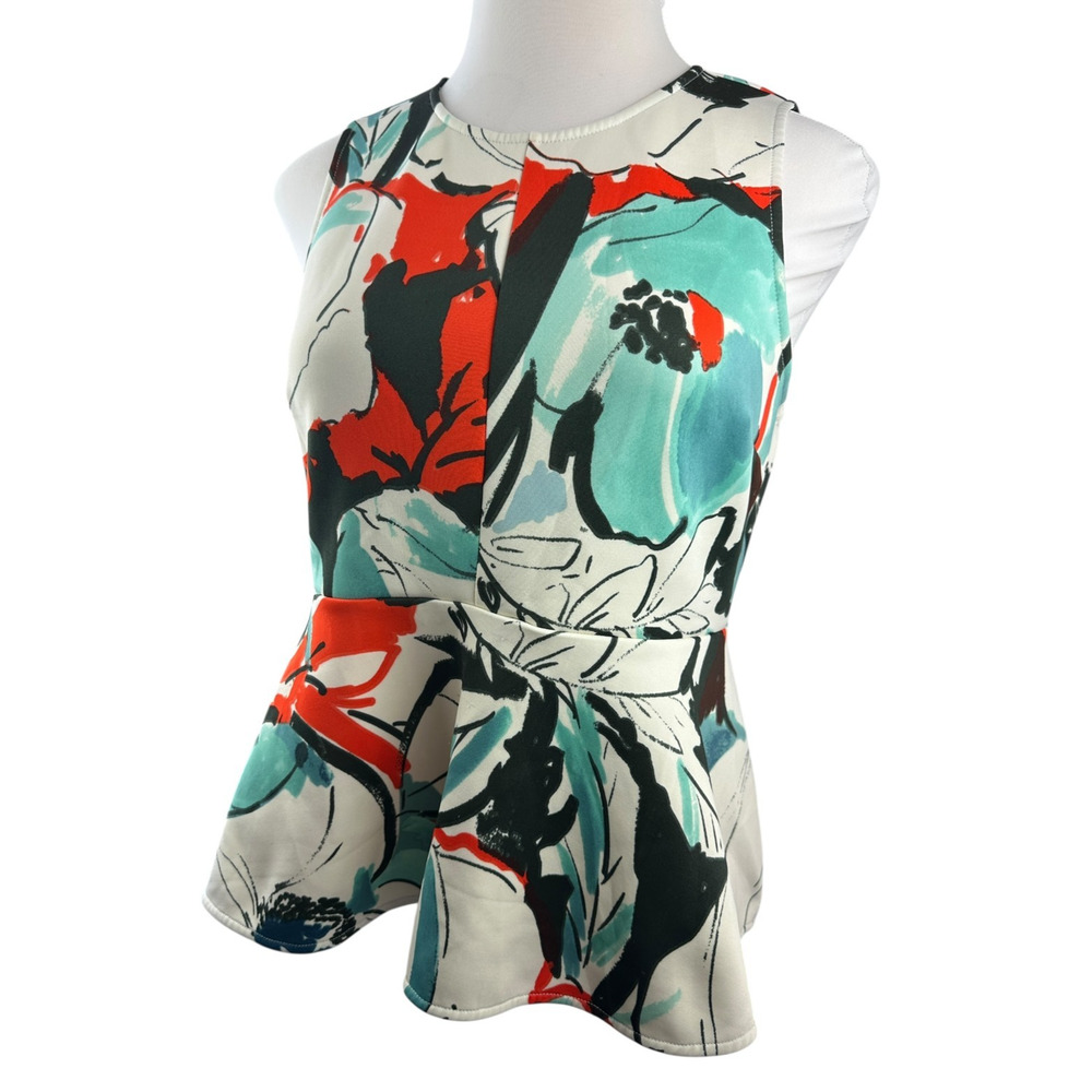 AKEMI + KIN x Anthropologie Pani Peplum Top Floral Sleeveless Scuba Women's XL - Picture 8 of 11